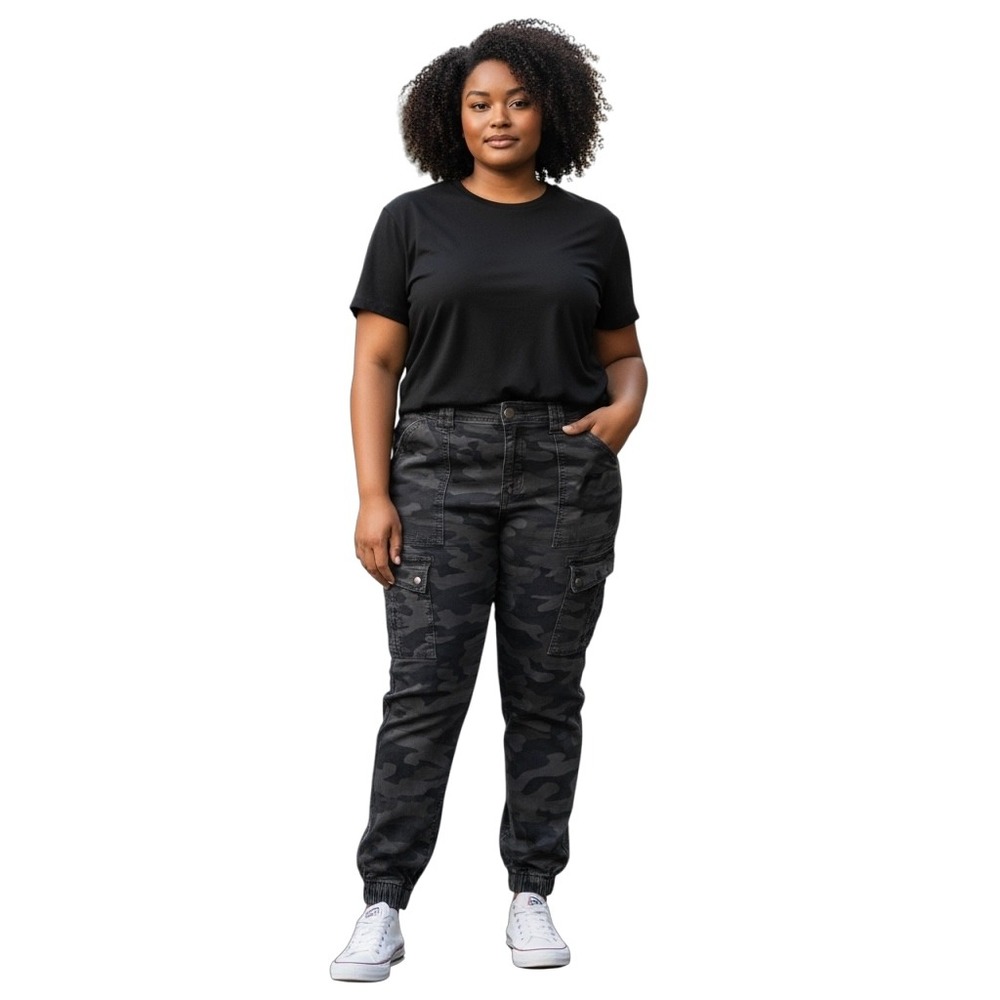 Mac and Me Camo Cargo Pants‎ Jogger Style Ankle Elastic Waist Pockets Sie 16